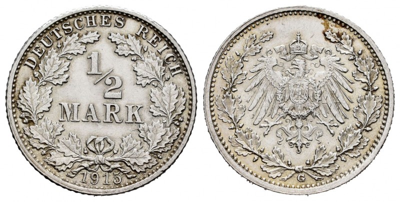 Alemania. 1/2 marco. 1915. Karlsruhe. G. (Km-17). Ag. 2,84 g. EBC-. Est...25,00.