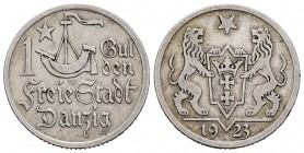 Alemania. 1 gulden. 1923. (Km-145). Ag. 4,94 g. Danzig. MBC-. Est...60,00.