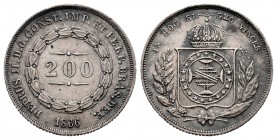 Brasil. Pedro II. 200 reis. 1866. (Km-469). Ag. 2,49 g. MBC+. Est...20,00.