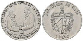 Cuba. 1 peso. 1997. (Km-612). Cu-Ni. 25,96 g. Visita del Papa a Cuba. SC. Est...9,00.