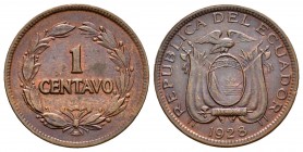 Ecuador. 1 centavo. 1928. (Km-67). Ae. 20,03 g. EBC+. Est...15,00.