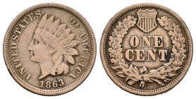 Estados Unidos. 1 cent. 1863. Philadelphia. (Km-90). Ag. 4,57 g. MBC-. Est...20,00.