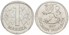 Finlandia. 1 markka. 1967. (Km-49). Ag. 6,53 g. SC. Est...5,00.