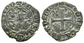 Francia. Felipe III, El Bueno. Dinero. (1419-1467). (Poey d'Avant-5794). Anv.: Escudo de armas de Borgoña. Rev.: Lis y león en cuartos alternos. Ve. 0...