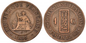 Francia. Conchinchina. 1 cent. 1885. París. A. (Km-3). Ae. 9,96 g. MBC-. Est...30,00.
