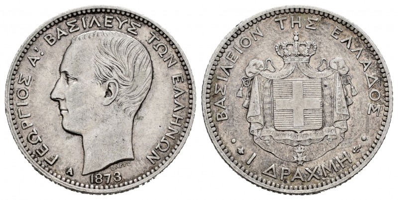 Grecia. George I. 1 dracma. 1873. París. A. (Km-38). Ag. 4,99 g. MBC. Est...30,0...