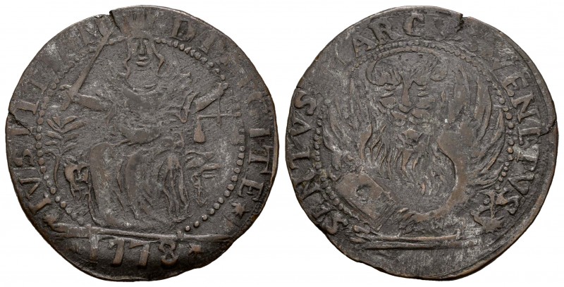 Italia. Venecia. Alviso Mocenigo IV. Jetón. (1763-1778). Ae. 7,10 g. BC+. Est......