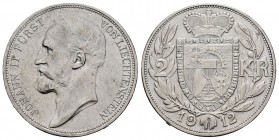 Liechtenstein. Johann II. 2 kroner. 1912. (Km-Y3). Ag. 9,99 g. EBC-. Est...50,00.