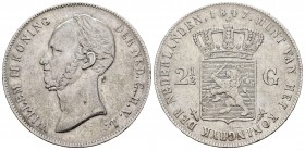 Países Bajos. Wilhelm II. 2 1/2 gulden. 1847. Utrecht. (Km-69.2). Ag. 24,71 g. MBC. Est...50,00.