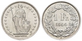 Suiza. 1 franco. 1944. (Km-24). Ag. 5,04 g. SC. Est...18,00.