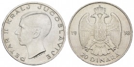 Yugoslavia. Peter II. 20 dinara. 1938. (Km-23). Ag. 9,02 g. SC. Est...12,00.