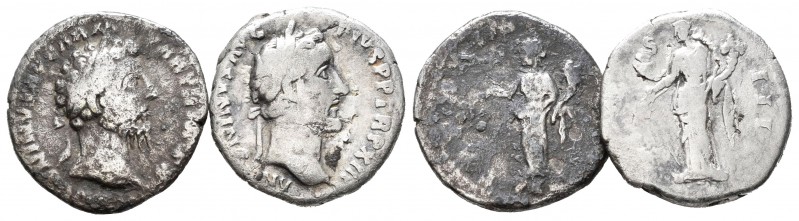 Lote de 2 denarios Imperio Romano, Antonino Pío y Marco Aurelio. A EXAMINAR. BC-...