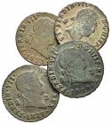 Lote de 4 piezas de 2 maravedís de Segovia de Fernando VII, 1827, 1828, 1829. 1933. A EXAMINAR. MBC-/MBC+. Est...30,00.