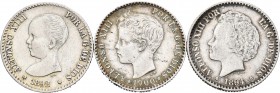 Alfonso XIII (1886-1931). Lote de 3 monedas de 50 céntimos, 1892,1894 y 1900. Estrellas visibles. A EXAMINAR. MBC-/MBC. Est...30,00.