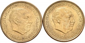 Lote de 2 monedas de 2,5 pesetas Estado Español 1953*54 y *56. A EXAMINAR. EBC/EBC+. Est...20,00.