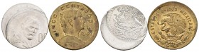 México. Lote de 2 piezas desplazada, 1 de 10 centavos (1968) y otra de 20 centavos (1980). A EXAMINAR. EBC. Est...50,00.