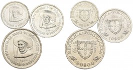 Ag. Serie 3 monedas de Portugal, 5, 10 y 20 escudos, año 1960. 5º Centenario de la muerte del infante D. Enrique. A EXAMINAR. SC-/SC. Est...45,00.