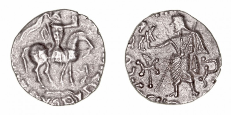 Reino de Baktria e Indo-Griegos
Hemidracma. AR. (171-160 a.C.). A/El rey a caba...