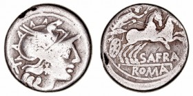 Afrania
Denario. AR. Roma. (150 a.C.). A/Cabeza de Roma a der. R/Victoria en biga a der., debajo SAFRA, en exergo ROMA. 3.44g. FFC.133. BC-.