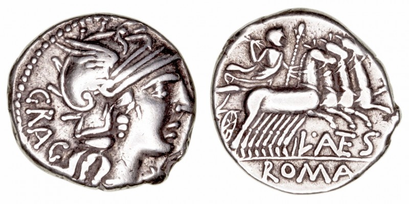 Antestia
Denario. AR. Roma. (136 a.C.). A/Cabeza de Roma a der., delante (X) y ...