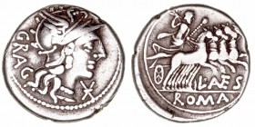 Antestia
Denario. AR. Roma. (136 a.C.). A/Cabeza de Roma a der., delante X y detrás GRAG. R/Júpiter en cuadriga a der., debajo L· ANTES y en exergo R...