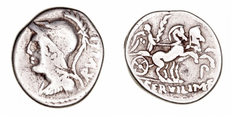 Servilia
Denario. AR. Norte de Italia. (100 a.C.). A/Cabeza de Minerva a izq., ...