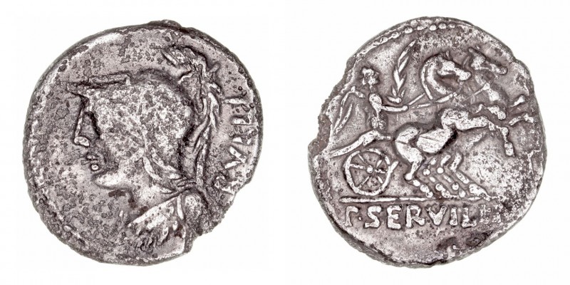 Servilia
Denario. AE. Norte de Italia. (100 a.C.). Forrado. 3.48g. (FFC.1119). ...