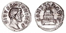 Antonino Pío
Denario. AR. (138-161). R/CONSECRATIO. Pira funeraria. 3.04g. RIC.436. MBC.