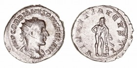 Gordiano III
Antoniniano. AE. (238-244). R/VIRTVTI AVGVSTI. 4.32g. RIC.95. MBC.