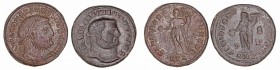 Lotes de Conjunto
Follis. AE. Lote de 2 monedas. Constancio Cloro y Galerio Maximiano. MBC-a BC+.