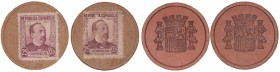 II República
25 Céntimos. (1933). Lote de 2 cartón moneda. Zorrilla. MBC a BC+.