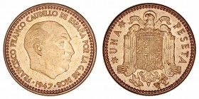 Estado Español
Peseta. AE. 1947 *19-53. 3.61g. Cal.81. EBC+.