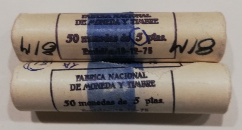 Juan Carlos I
5 Pesetas. Cuproníquel. 1980 *81. Lote de 2 cartuchos de la FNMT ...