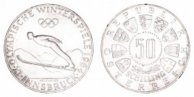Austria 
50 Schilling. AR. 1964. JJ.OO. Invierno Innsbruck. 19.99g. KM.2896. EBC.