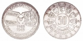 Austria 
50 Schilling. AR. 1963. 600 Aniversario de la unión con El Tirol. 20.02g. KM.2894. Suave pátina. EBC+.