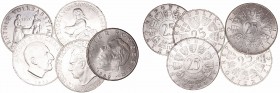 Austria 
25 Schilling. AR. Lote de 5 monedas. 1960, 1962, 1963, 1965 y 1969. EBC+ MBC+.