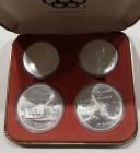 Canadá Isabel II
AR. 1973. Olimpiada de Montreal 76. Set de 4 piezas (5 y 10 Dólares), 2 de cada tipo. En estuche original algo fatigado y cápsulas c...