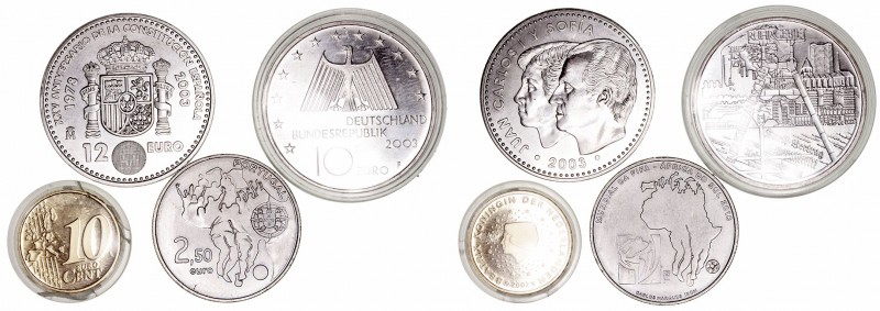 Lotes de Conjunto
AR/AE. Lote de 4 monedas. Alemania 10 Euro 2003 F, España 12 ...