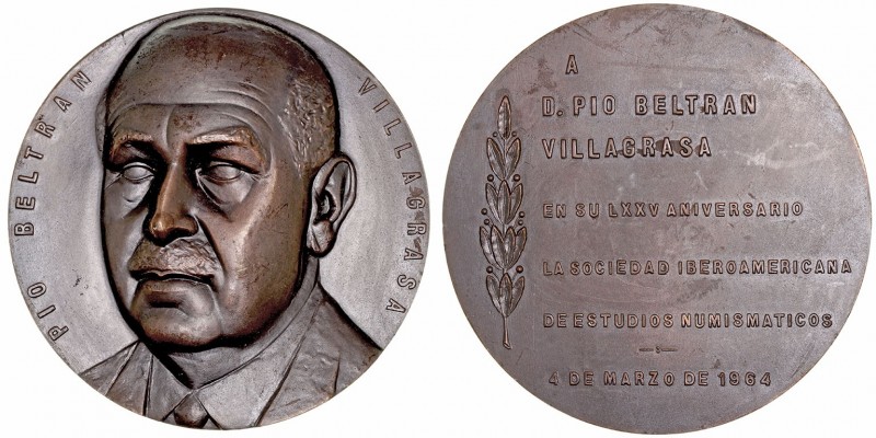 Medalla. AE. 1964. D. Pío Beltrán Villagrasa. Sociedad Iberoamericana de Estudio...