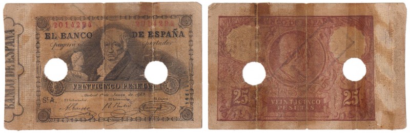 Banco de España
25 Pesetas. 1 junio 1889. Serie A. Francisco de Goya. Falso de ...