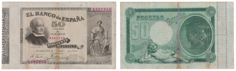 Banco de España
50 Pesetas. 24 Julio 1893. Jovellanos. ED.301. Pequeñas reparac...