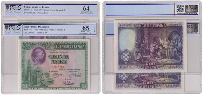 Guerra Civil-Zona Republicana, Banco de España
500 Pesetas. 15 agosto 1928. Sin...