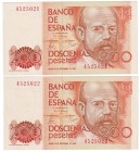 Juan Carlos I, Banco de España
200 Pesetas. 16 septiembre 1980. Sin serie. Pareja correlativa. ED.480. EBC+.