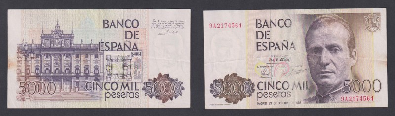 Juan Carlos I, Banco de España
5000 Pesetas. 23 octubre 1979. Serie 9A. Lavado ...