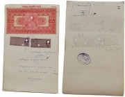 Billetes extranjeros
Jorge VI. (1949). India Court Fee. 150 Rupias (+timbres/papel del estado). Rotura en la parte superior, taladros y escrito en an...