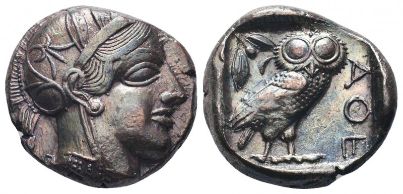 Attica, Athens AR Tetradrachm. Circa 454-404 BC. Helmeted head of Athena right /...