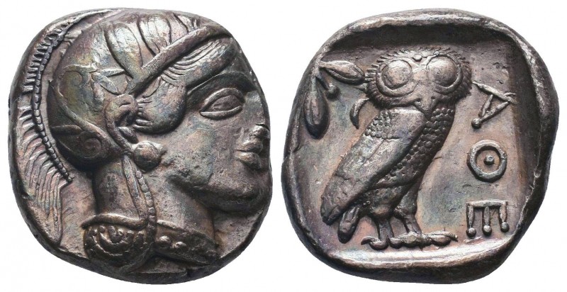 Attica, Athens AR Tetradrachm. Circa 454-404 BC. Helmeted head of Athena right /...