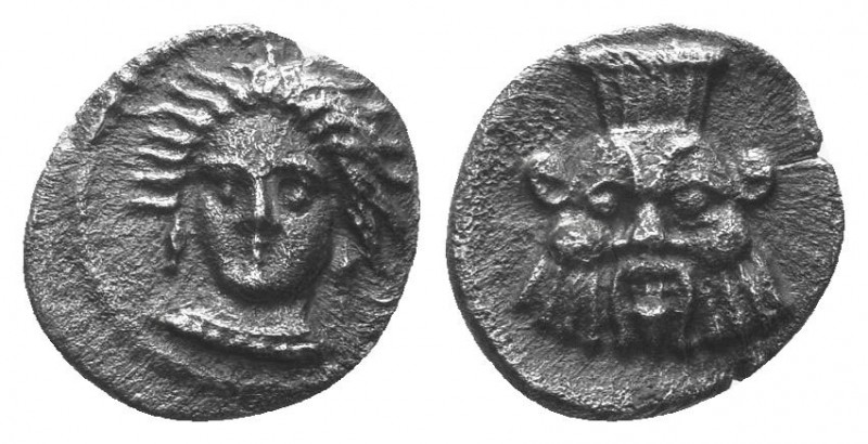 Cilicia, uncertain mint. AR Obol. c. 400-350 BC. Head of female facing slightly ...