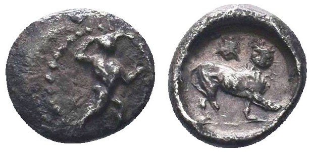 CYPRUS. Kition. Melekiathon (Circa 392/1-362 BC). Hemiobol.
Obv: Herakles advanc...