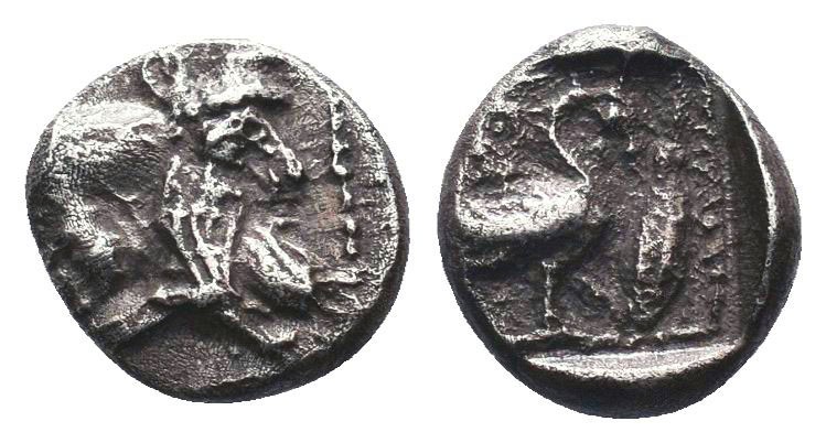 CILICIA, Mallos. Circa 425-385 BC. AR Obol . Forepart of man-headed bull right /...